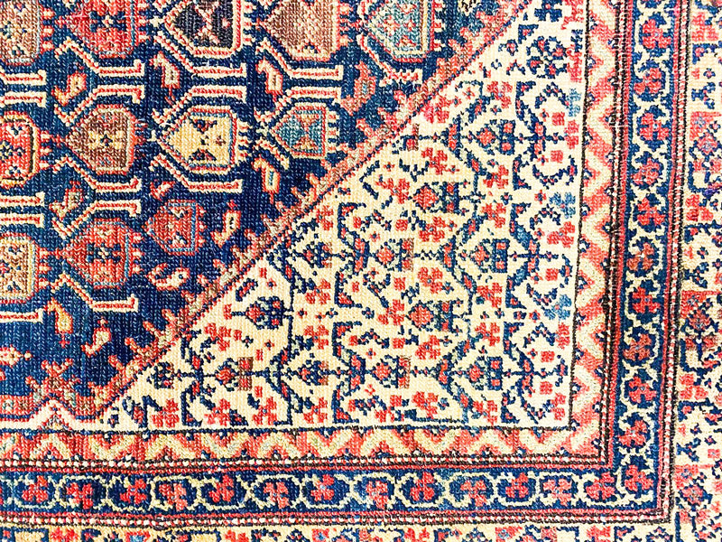 Vintage Handmade 4x7, Navy and Gold Anatolian Turkish Oushak Distressed Area Rug