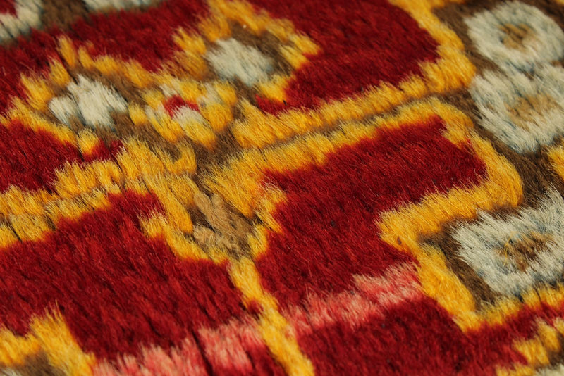 4x7 Red and Olive Green Turkish Tribal Rug