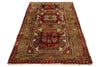 4x7 Red and Olive Green Turkish Tribal Rug