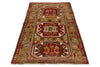 4x7 Red and Olive Green Turkish Tribal Rug