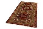 4x7 Red and Olive Green Turkish Tribal Rug