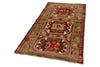 4x7 Red and Olive Green Turkish Tribal Rug