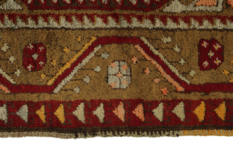 4x7 Red and Olive Green Turkish Tribal Rug