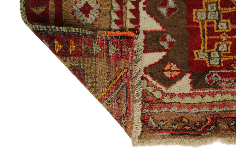 4x7 Red and Olive Green Turkish Tribal Rug
