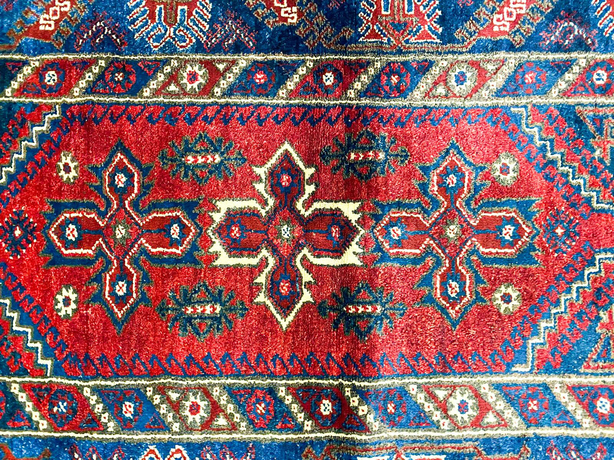 4x6 Red and Navy Turkish Tribal Rug