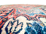 Vintage Handmade 4x6 Red and Navy Anatolian Caucasian Traditional Distressed Area Rug