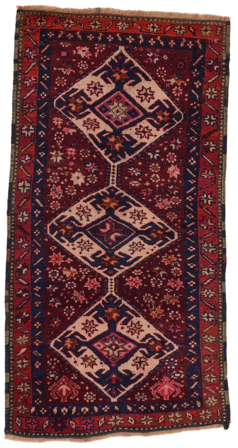 3x7 Red and Purple Turkish Tribal Runner