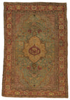 4x6 Green and Red Turkish Oushak Rug