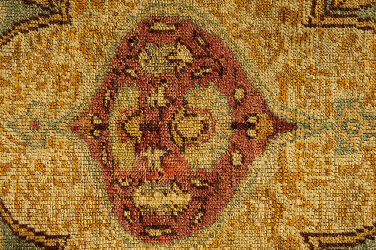 4x6 Green and Red Turkish Oushak Rug