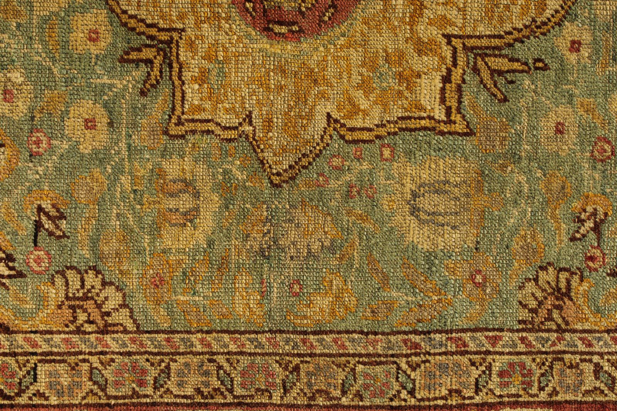 4x6 Green and Red Turkish Oushak Rug