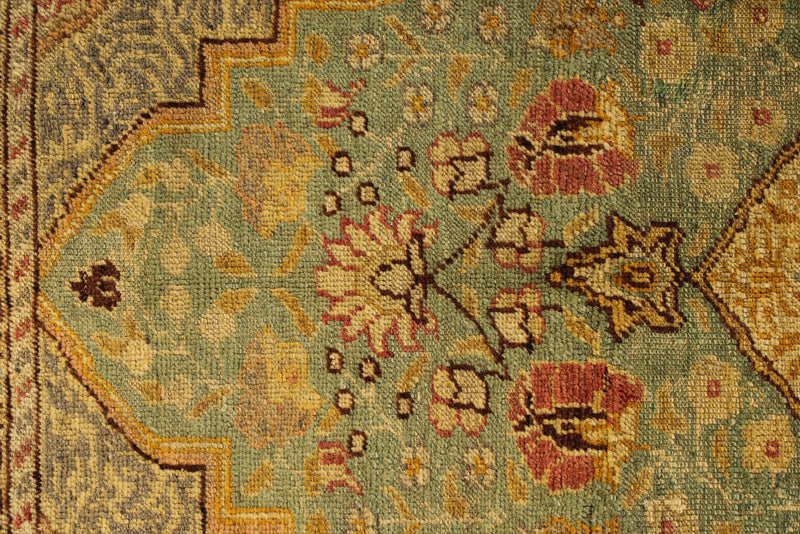 4x6 Green and Red Turkish Oushak Rug