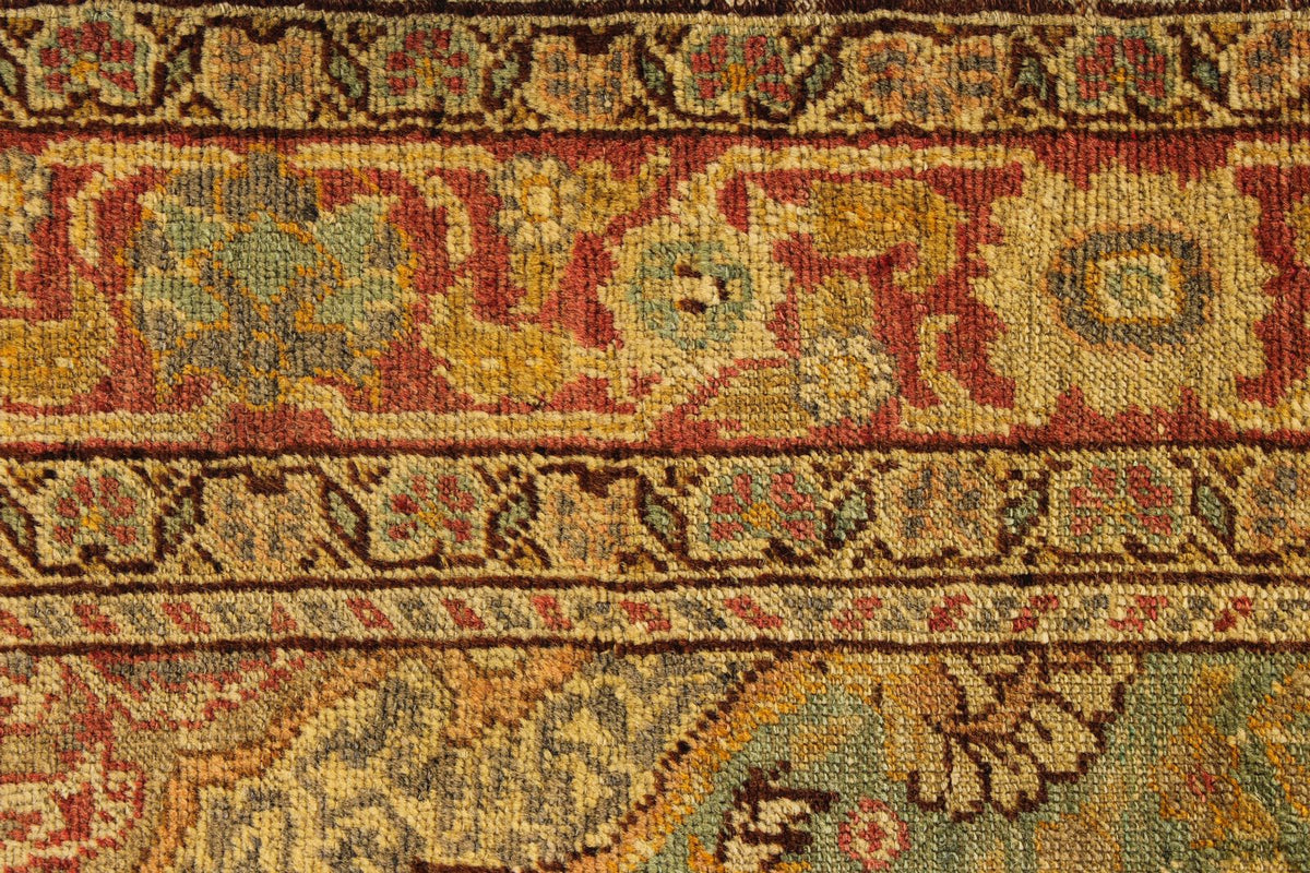 4x6 Green and Red Turkish Oushak Rug