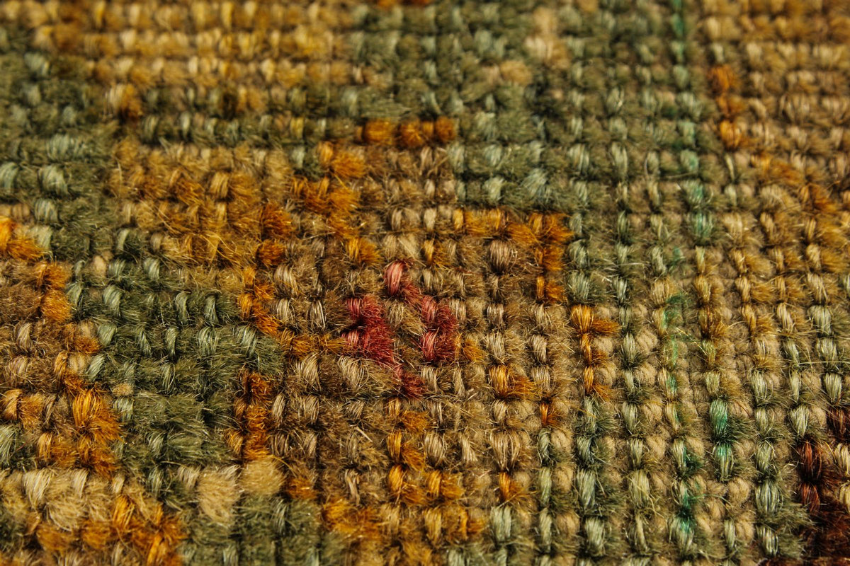4x6 Green and Red Turkish Oushak Rug