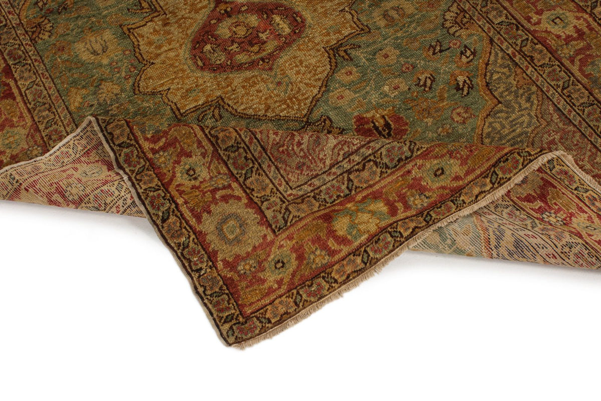 4x6 Green and Red Turkish Oushak Rug