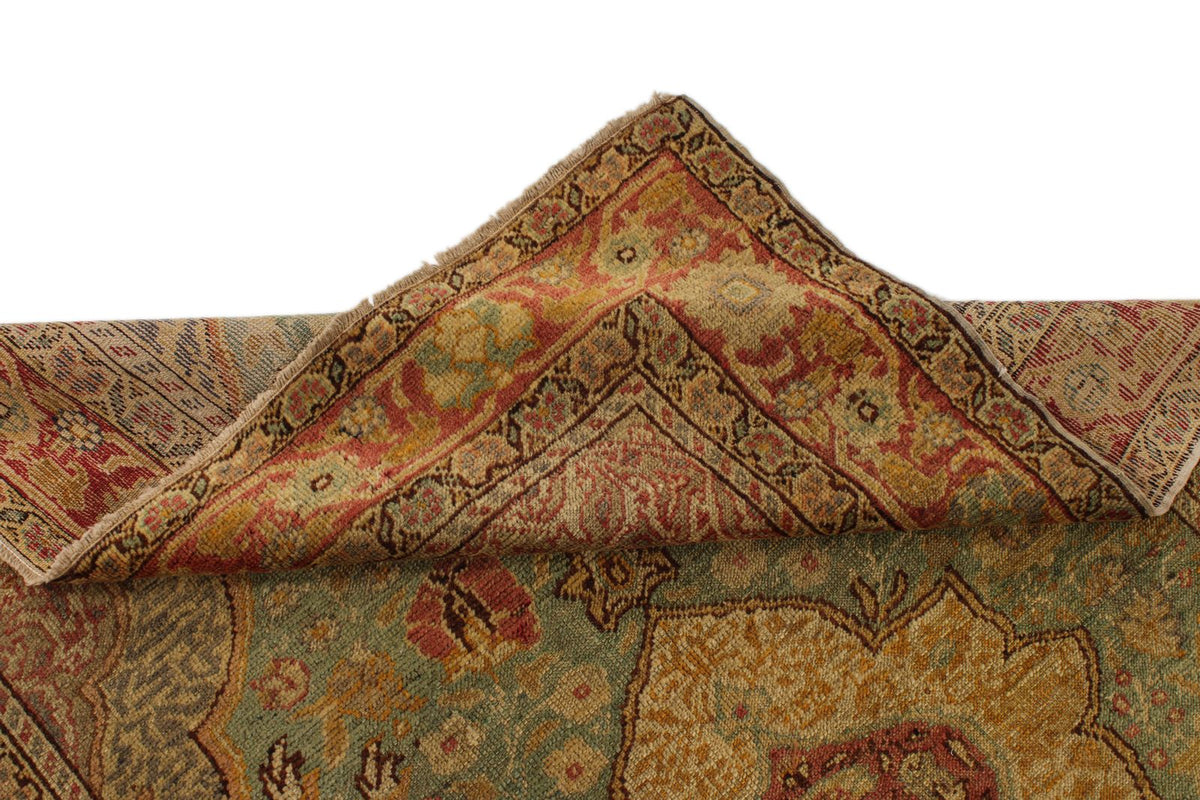 4x6 Green and Red Turkish Oushak Rug