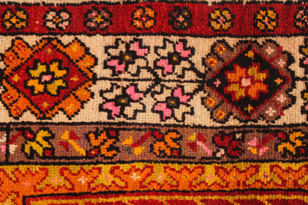 4x6 Red and Ivory Turkish Tribal Rug