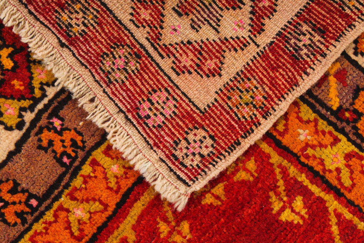 4x6 Red and Ivory Turkish Tribal Rug
