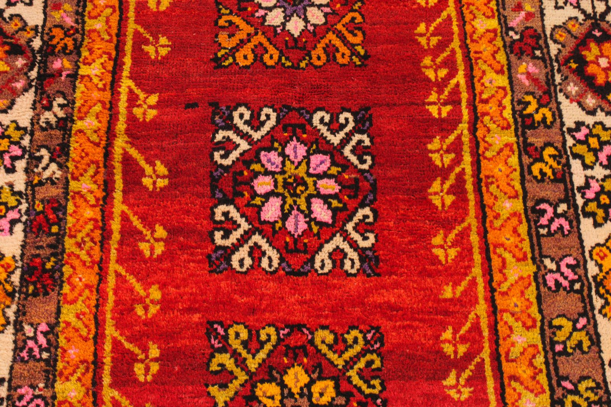 4x6 Red and Ivory Turkish Tribal Rug