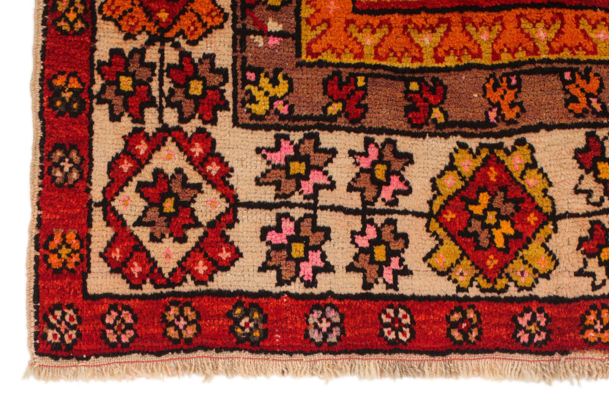 4x6 Red and Ivory Turkish Tribal Rug