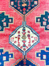 Vintage Handmade 4x7 Red and Navy Anatolian Turkish Tribal Distressed Area Rug