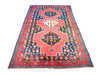 Vintage Handmade 4x7 Red and Navy Anatolian Turkish Tribal Distressed Area Rug