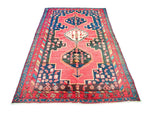 Vintage Handmade 4x7 Red and Navy Anatolian Turkish Tribal Distressed Area Rug