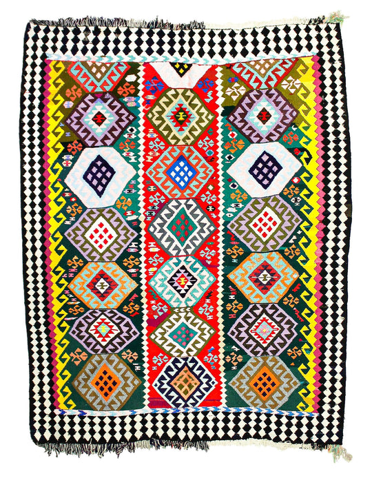 Vintage Handmade 7x10 Multicolor Anatolian Turkish Traditional Distressed Area Rug
