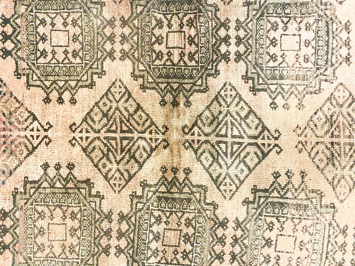 Vintage Handmade 4x5 Brown and Green Anatolian Caucasian Tribal Distressed Area Rug