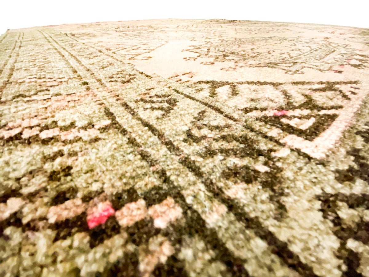 Vintage Handmade 4x5 Brown and Green Anatolian Caucasian Tribal Distressed Area Rug