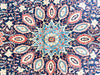 Vintage Handmade 4x8 Navy and Red Anatolian Turkish Silk Hereke Distressed Area Runner