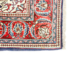 Vintage Handmade 4x8 Navy and Red Anatolian Turkish Silk Hereke Distressed Area Runner