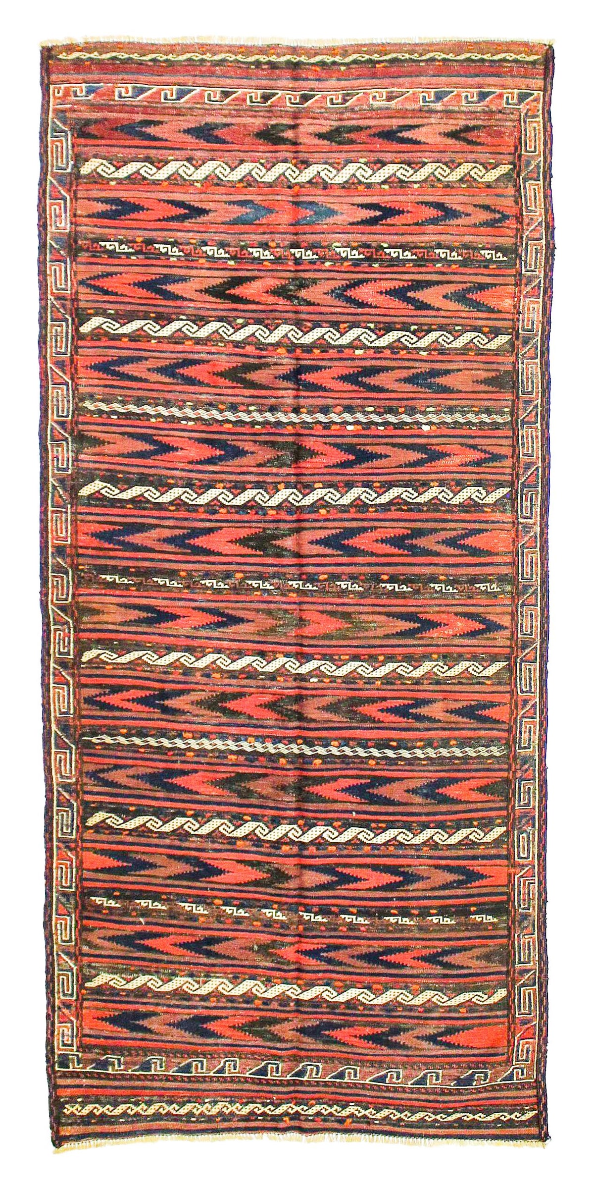 4x9 Brown and Beige Turkish Patchwork Runner