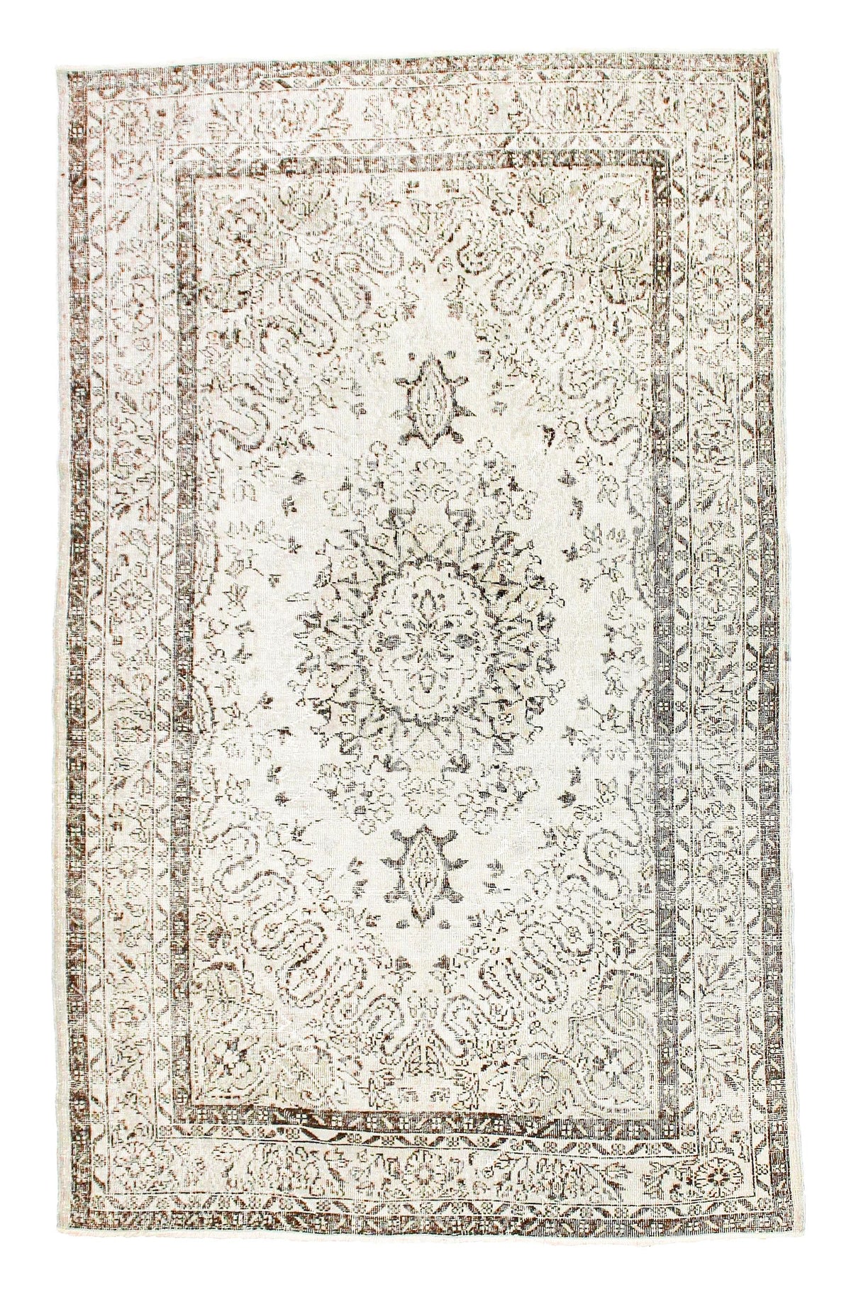 6x10 Gray and Brown Turkish Overdyed Rug