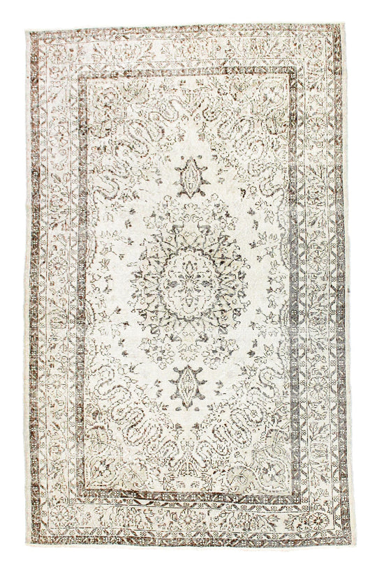6x10 Gray and Brown Turkish Overdyed Rug