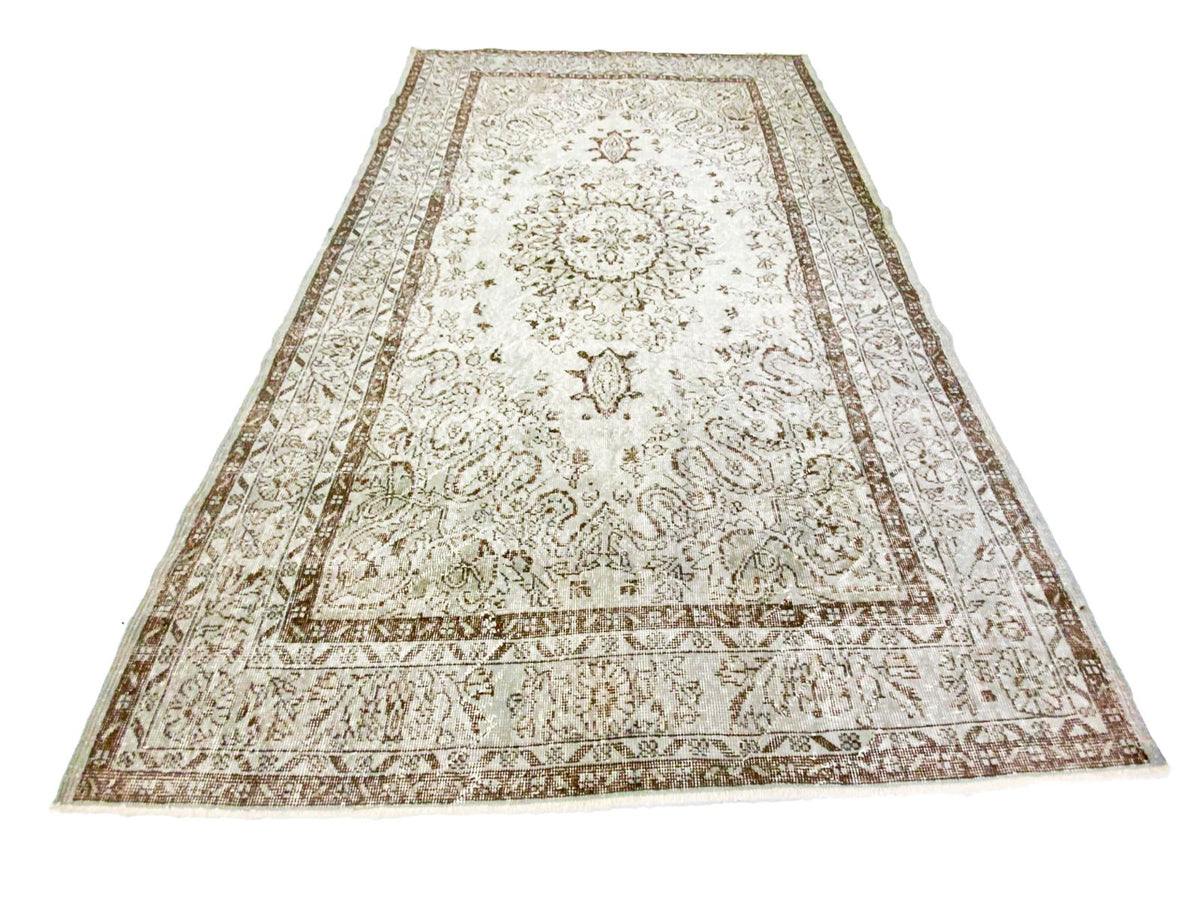 6x10 Gray and Brown Turkish Overdyed Rug