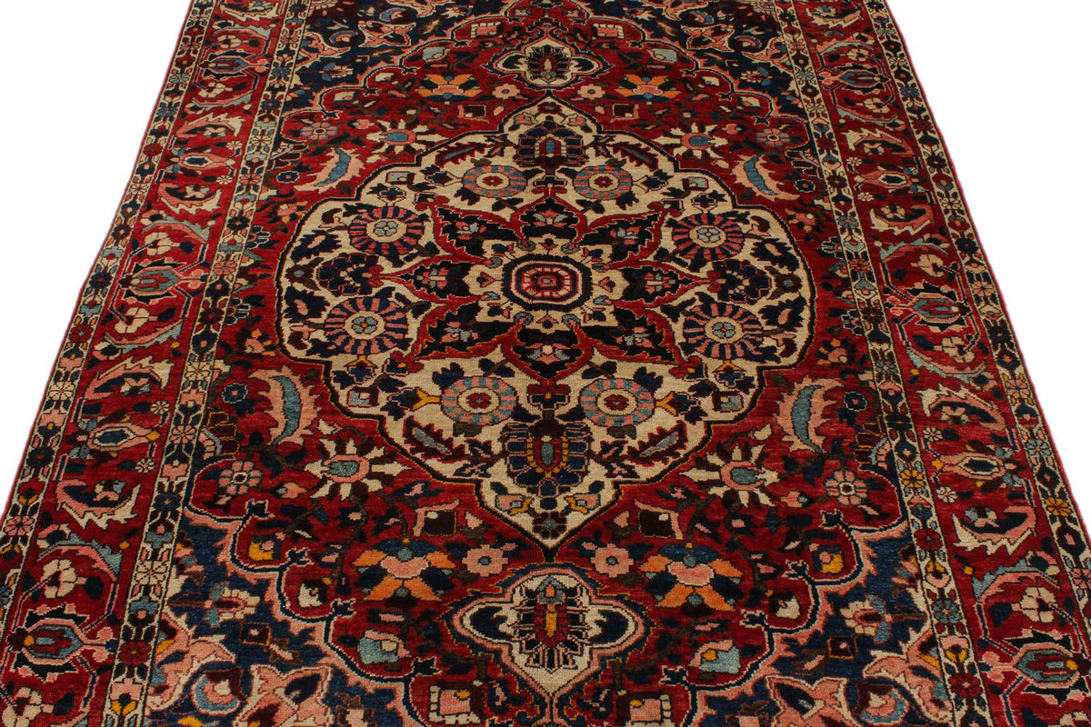 5x7 Red and Navy Turkish Oushak Rug