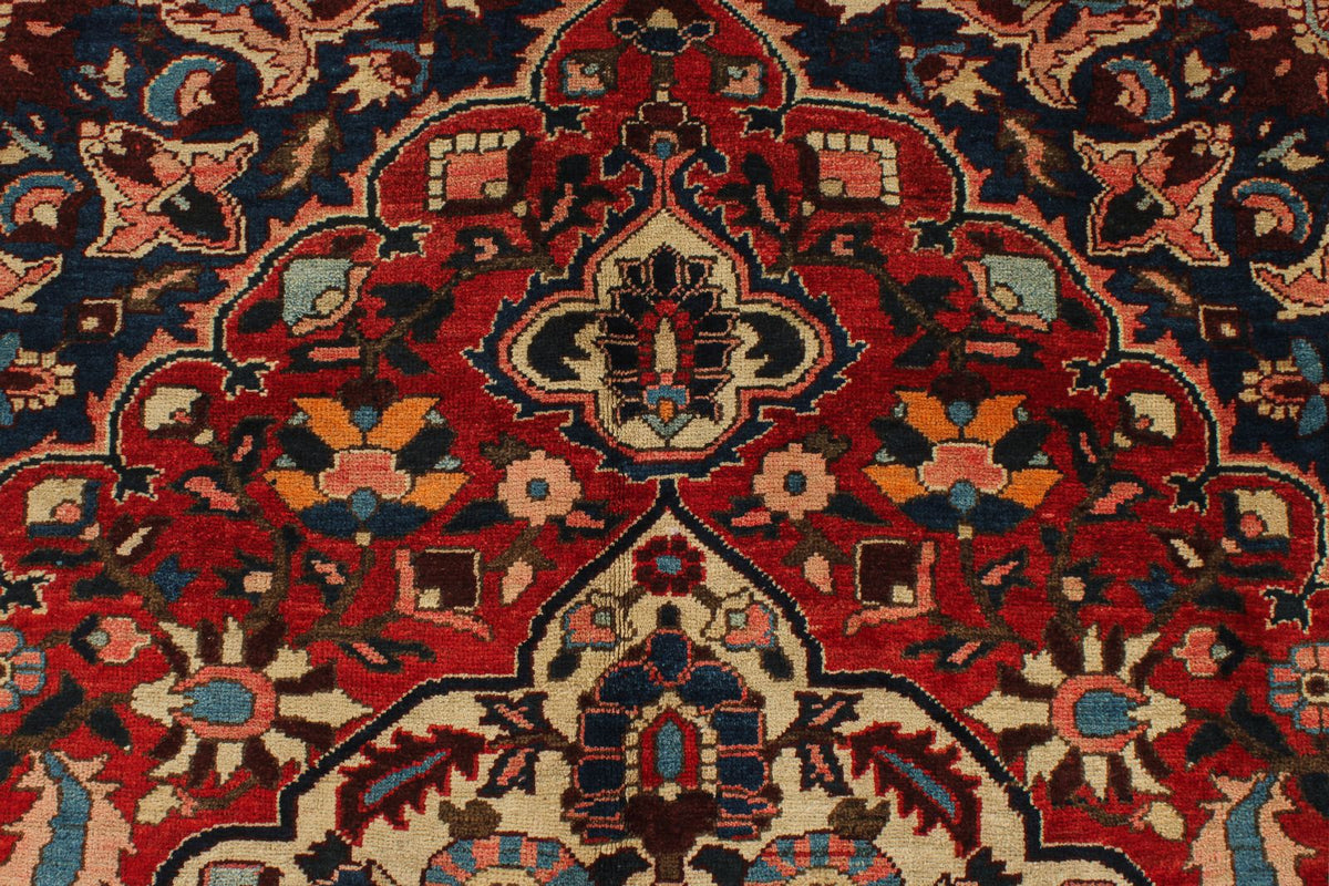 5x7 Red and Navy Turkish Oushak Rug