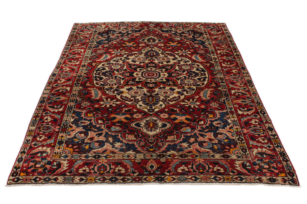 5x7 Red and Navy Turkish Oushak Rug