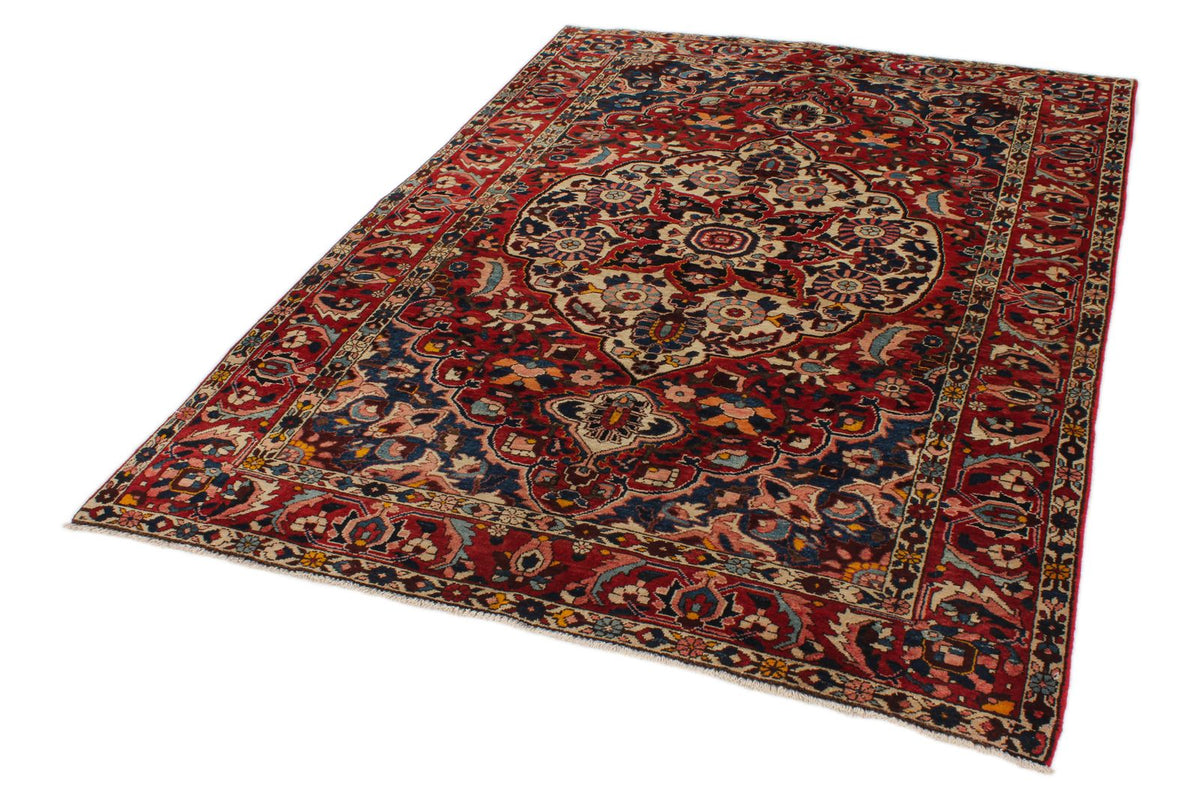 5x7 Red and Navy Turkish Oushak Rug