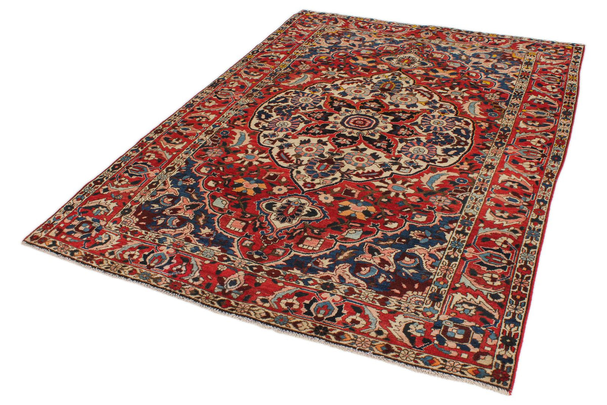 5x7 Red and Navy Turkish Oushak Rug