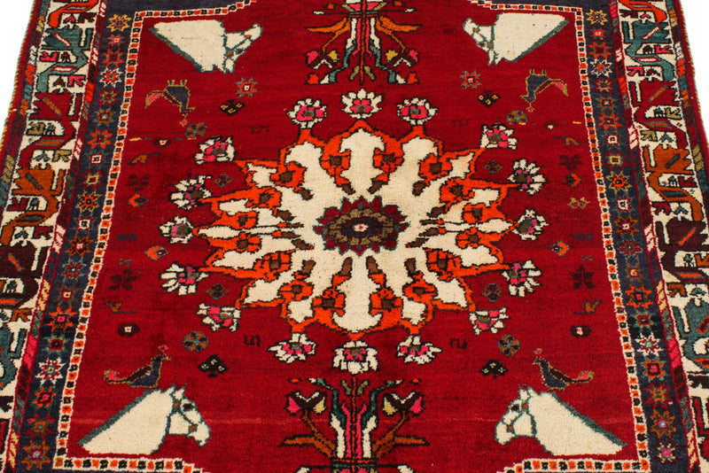4x6 Red and Navy Turkish Tribal Rug