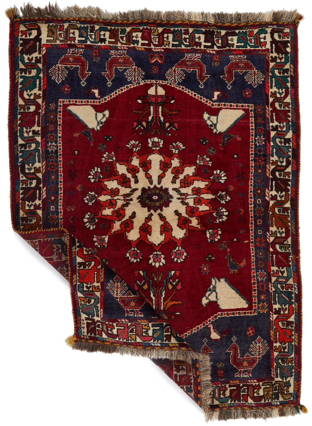 4x6 Red and Navy Turkish Tribal Rug