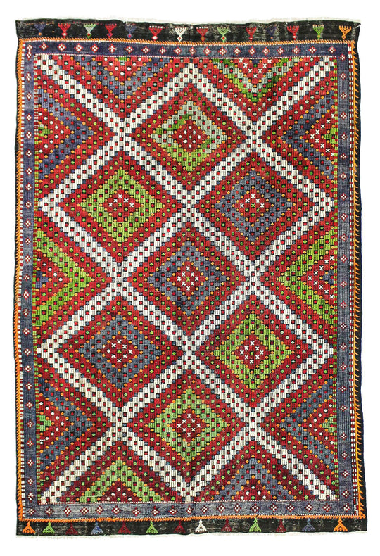 7x10 Multi-color Turkish Tribal Rug