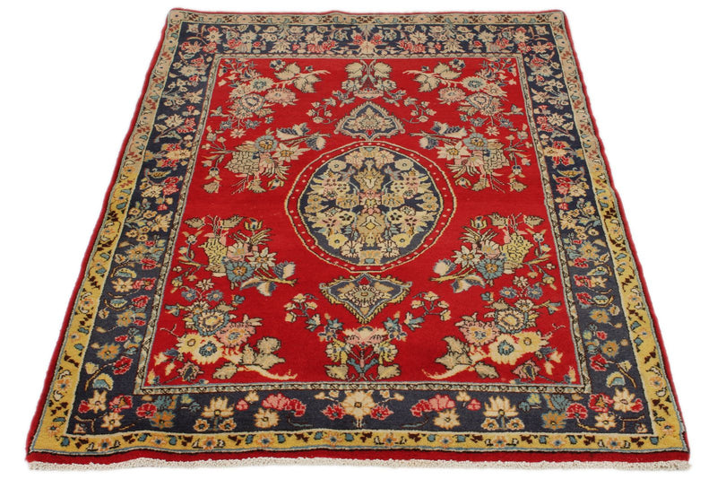 5x8 Red and Navy Persian rug