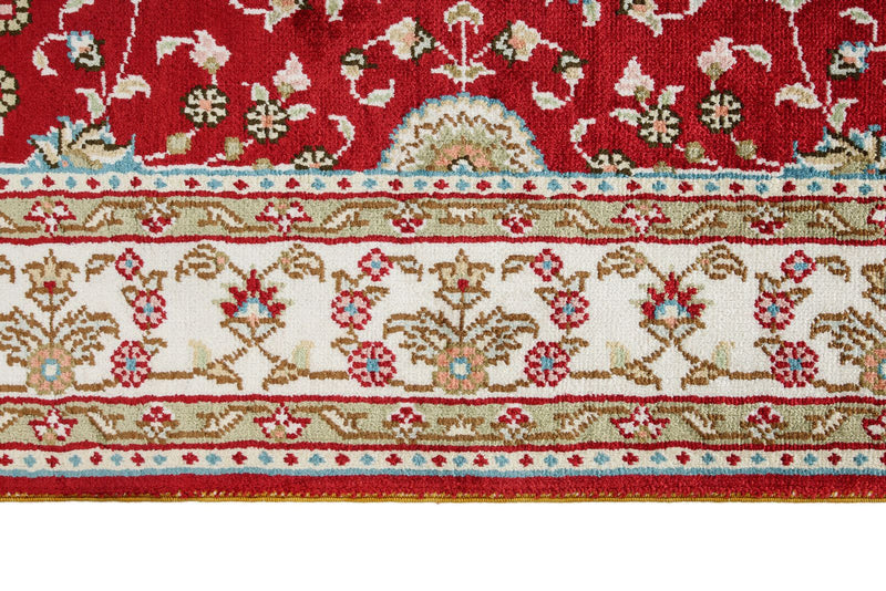 2x3 Red and Ivory Turkish Silk Rug