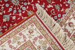 2x3 Red and Ivory Turkish Silk Rug