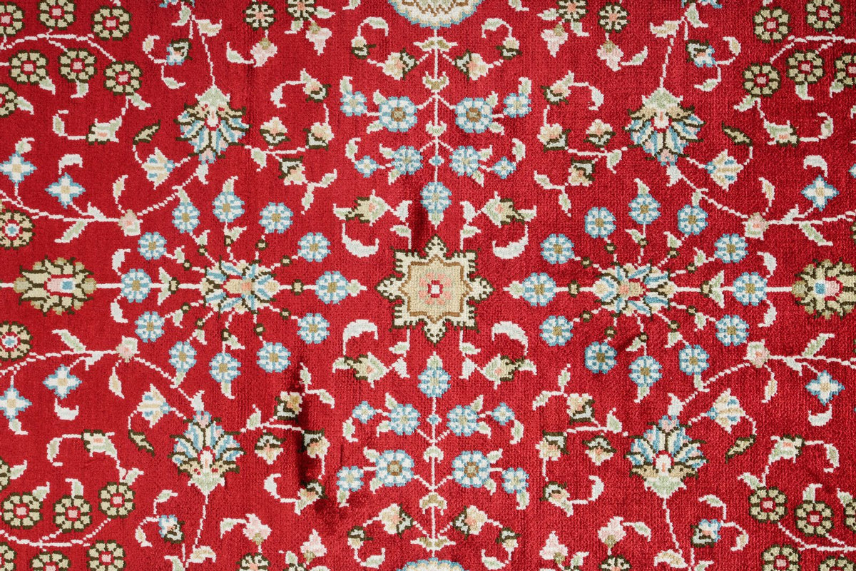 2x3 Red and Ivory Turkish Silk Rug