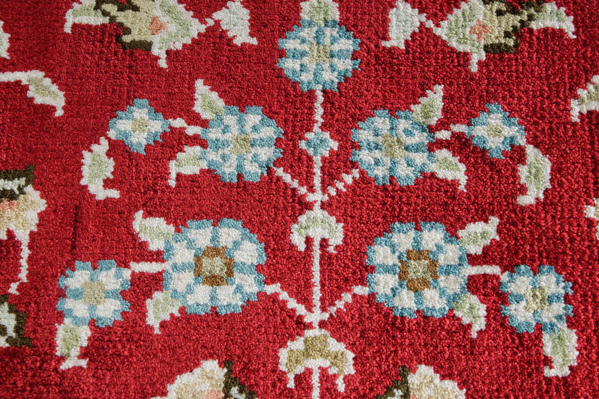 2x3 Red and Ivory Turkish Silk Rug