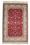 2x3 Red and Ivory Turkish Silk Rug