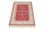 2x3 Red and Ivory Turkish Silk Rug